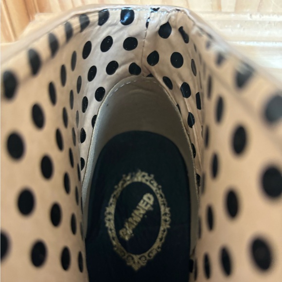 Parisian Girly Neutral Tan Cream French Bow Polka Dot Ankle Booties Banned EU 38 - Picture 2 of 6